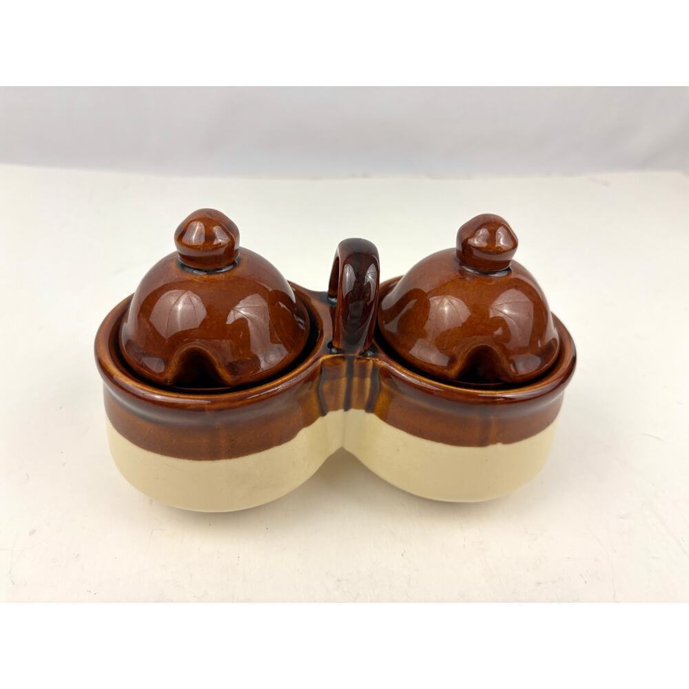 VTG Relish Condiment Server Brown Tan Ceramic Stoneware Taiwan‎ 1970's